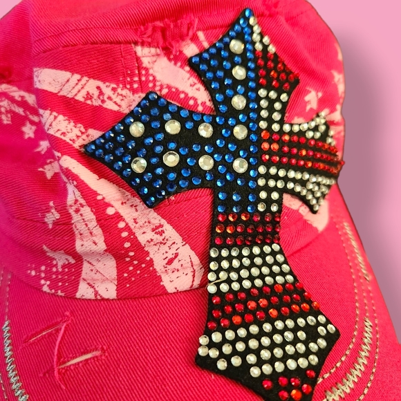 Adult Adjustable Cadet Cap - Blinged Iron Cross - Picture 2 of 9